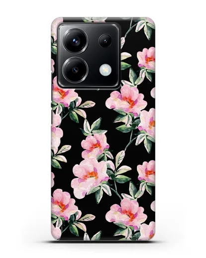 Чехол Цветы шиповника силиконовый для Xiaomi Poco X6