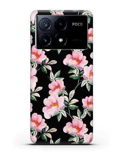 Чехол Цветы шиповника силиконовый для Xiaomi Poco X6 Pro