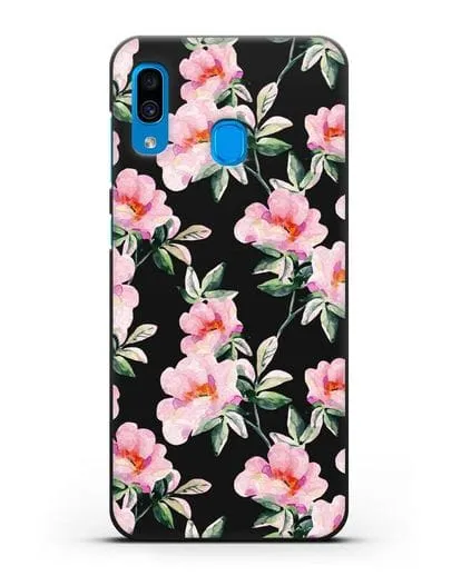 Чехол Цветы шиповника силиконовый для Samsung Galaxy A30 [SM-A305FN]