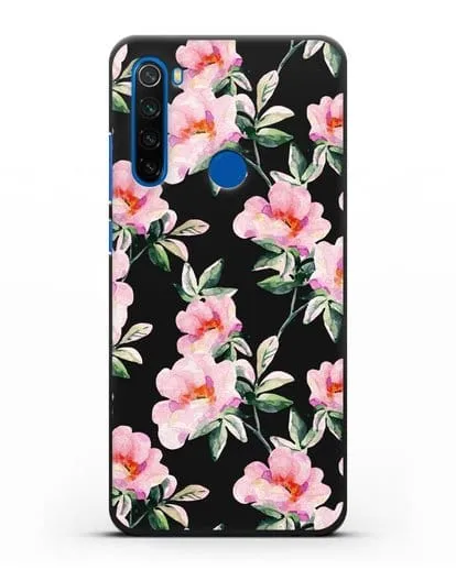 Чехол Цветы шиповника силиконовый для Xiaomi Redmi Note 8