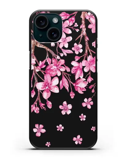 Чехол Цветущая сакура силиконовый для iPhone 15