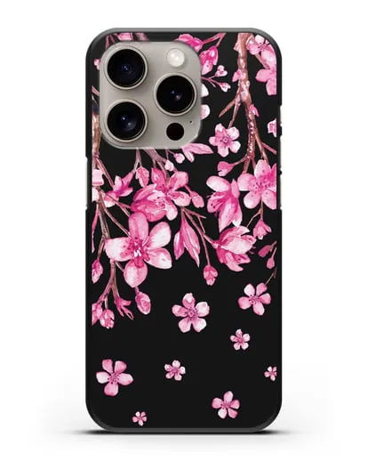 Чехол Цветущая сакура силиконовый для iPhone 15 Pro