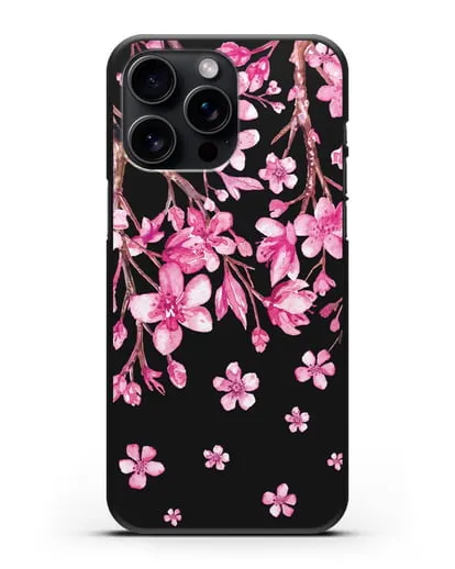 Чехол Цветущая сакура силиконовый для iPhone 15 Pro Max