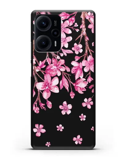 Чехол Цветущая сакура силиконовый для Xiaomi Poco F5