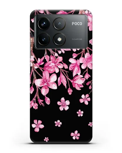 Чехол Цветущая сакура силиконовый для Xiaomi Poco F6 Pro