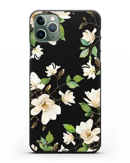 Чехол Магнолия белая силиконовый для iPhone 11 Pro Max