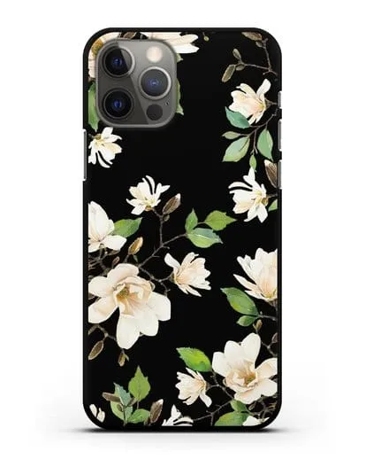 Чехол Магнолия белая силиконовый для iPhone 12 Pro