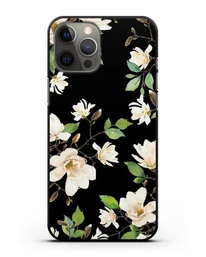 Чехол Магнолия белая силиконовый для iPhone 12 Pro Max