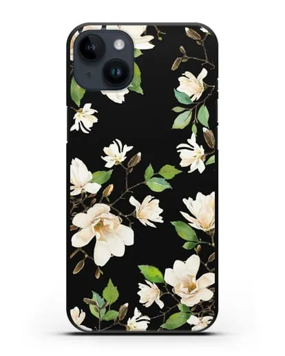 Чехол Магнолия белая силиконовый для iPhone 14 Plus