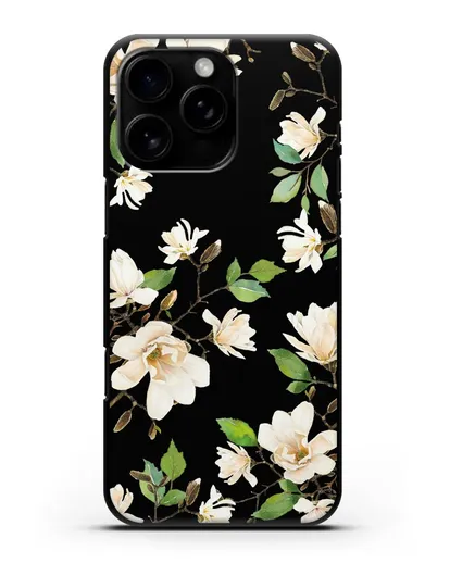 Чехол Магнолия белая силиконовый для iPhone 16 Pro Max