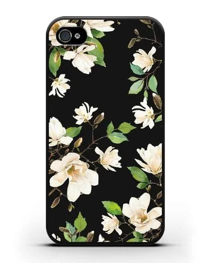 Чехол Магнолия белая силиконовый для iPhone 4/4s