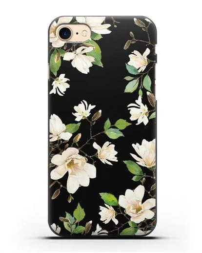 Чехол Магнолия белая силиконовый для iPhone 7