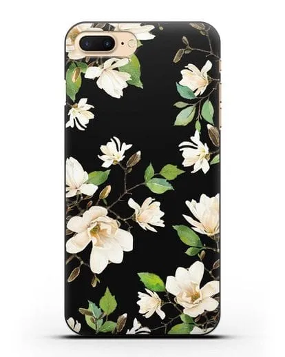 Чехол Магнолия белая силиконовый для iPhone 8 Plus