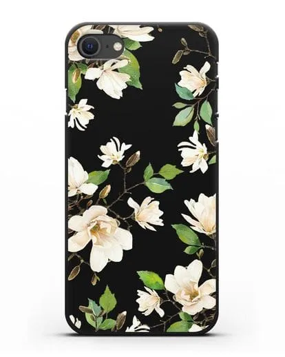 Чехол Магнолия белая силиконовый для iPhone SE 2020