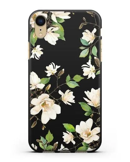 Чехол Магнолия белая силиконовый для iPhone XR