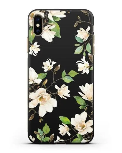 Чехол Магнолия белая силиконовый для iPhone XS Max