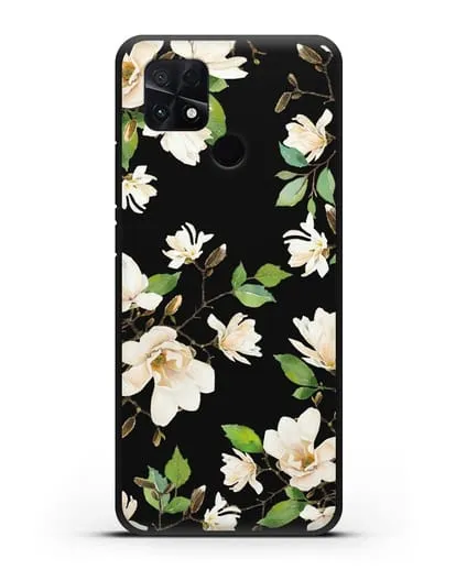 Чехол Магнолия белая силиконовый для Xiaomi Poco C40