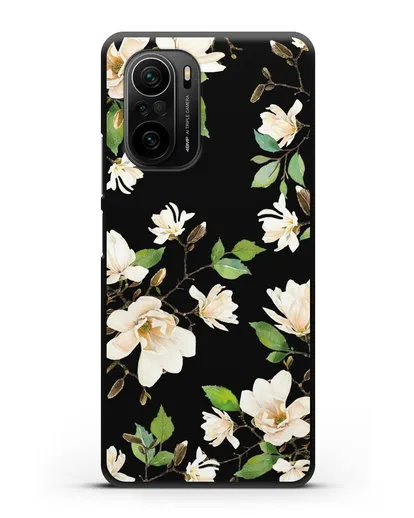 Чехол Магнолия белая силиконовый для Xiaomi Poco F3