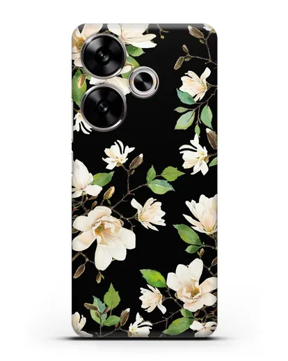 Чехол Магнолия белая силиконовый для Xiaomi Poco F6