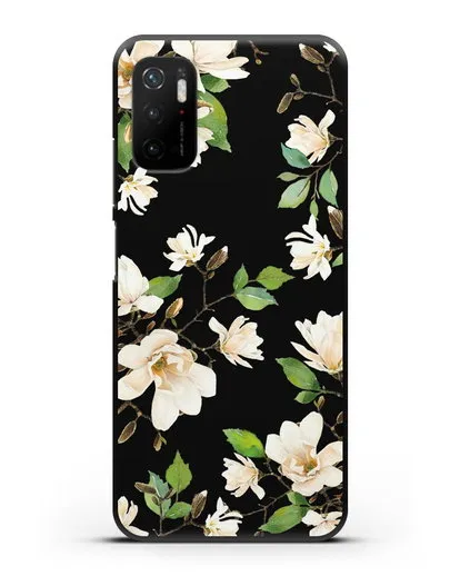 Чехол Магнолия белая силиконовый для Xiaomi Poco M3 Pro
