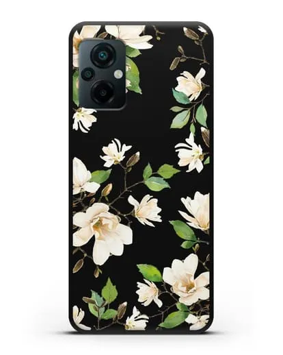 Чехол Магнолия белая силиконовый для Xiaomi Poco M5
