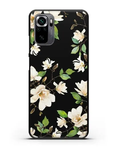 Чехол Магнолия белая силиконовый для Xiaomi Poco M5s