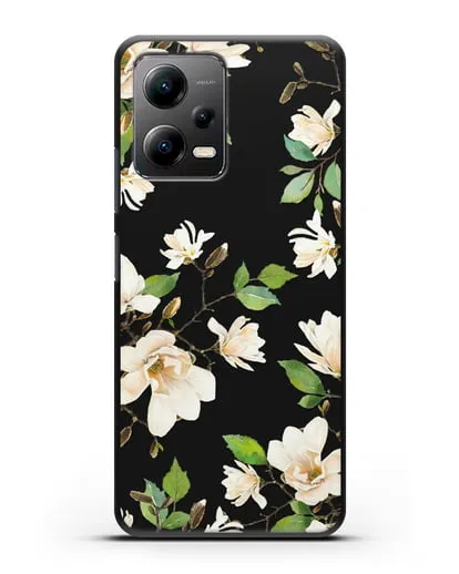 Чехол Магнолия белая силиконовый для Xiaomi Poco X5