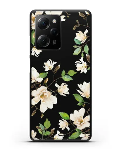 Чехол Магнолия белая силиконовый для Xiaomi Poco X5 Pro