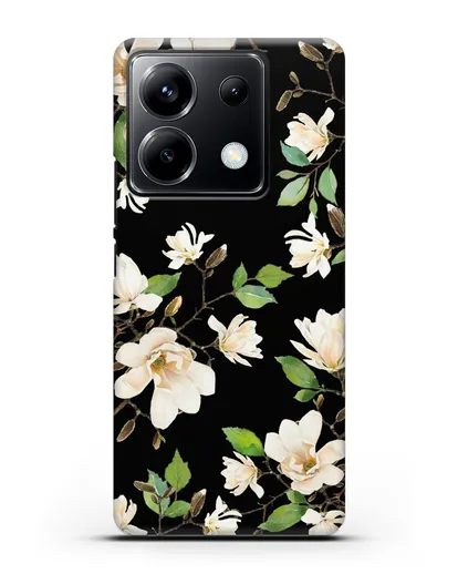 Чехол Магнолия белая силиконовый для Xiaomi Poco X6