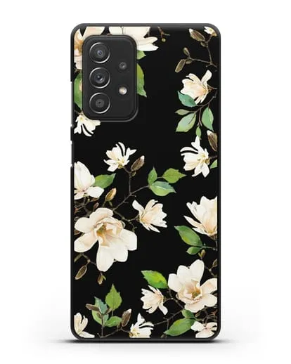 Чехол Магнолия белая силиконовый для Samsung Galaxy A53