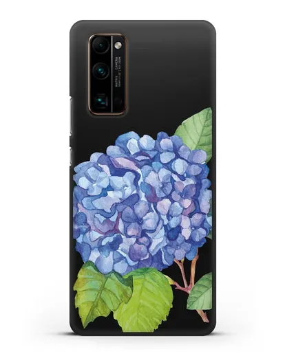 Чехол Гортензия голубая силиконовый для Honor 30 Pro