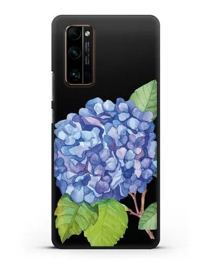 Чехол Гортензия голубая силиконовый для Honor 30 Pro Plus