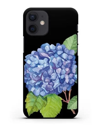 Чехол Гортензия голубая силиконовый для iPhone 12 mini