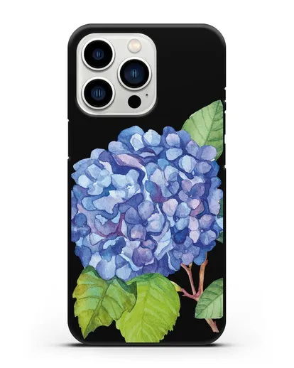Чехол Гортензия голубая силиконовый для iPhone 13 Pro
