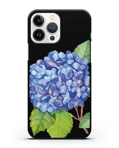 Чехол Гортензия голубая силиконовый для iPhone 13 Pro Max