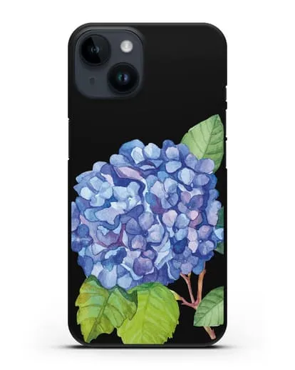 Чехол Гортензия голубая силиконовый для iPhone 14