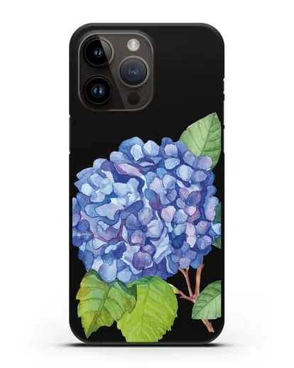 Чехол Гортензия голубая силиконовый для iPhone 14 Pro Max