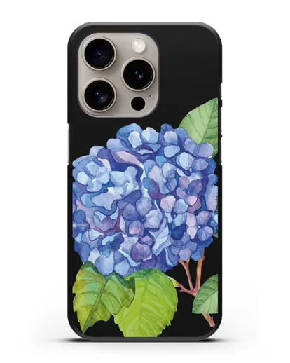Чехол Гортензия голубая силиконовый для iPhone 15 Pro