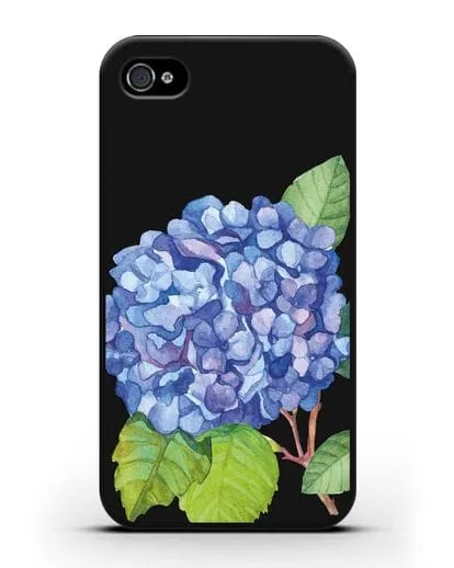Чехол Гортензия голубая силиконовый для iPhone 4/4s