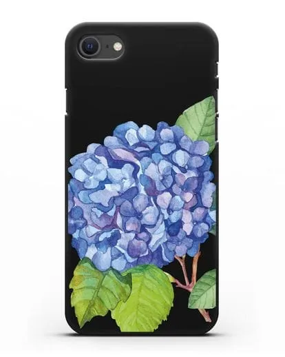 Чехол Гортензия голубая силиконовый для iPhone SE 2020
