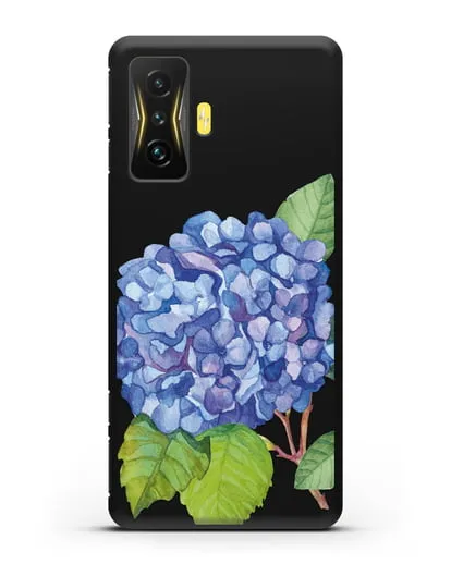 Чехол Гортензия голубая силиконовый для Xiaomi Poco F4 GT