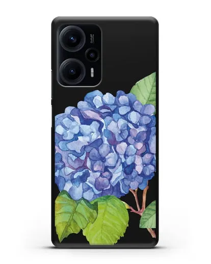 Чехол Гортензия голубая силиконовый для Xiaomi Poco F5