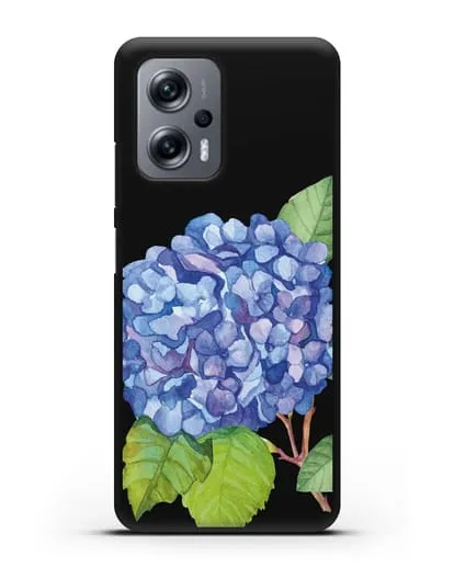 Чехол Гортензия голубая силиконовый для Xiaomi Poco X4 GT