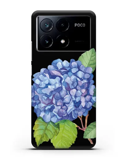 Чехол Гортензия голубая силиконовый для Xiaomi Poco X6 Pro
