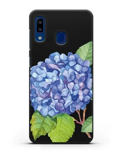 Чехол Гортензия голубая силиконовый для Samsung Galaxy A20 [SM-A205FN]
