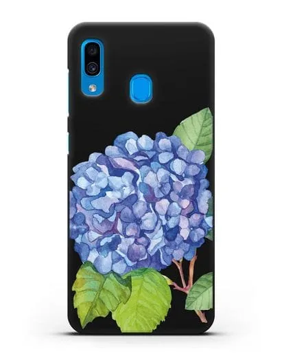Чехол Гортензия голубая силиконовый для Samsung Galaxy A30 [SM-A305FN]