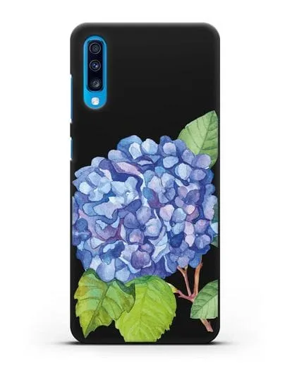 Чехол Гортензия голубая силиконовый для Samsung Galaxy A70 [SM-A705F]