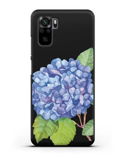 Чехол Гортензия голубая силиконовый для Xiaomi Redmi Note 10