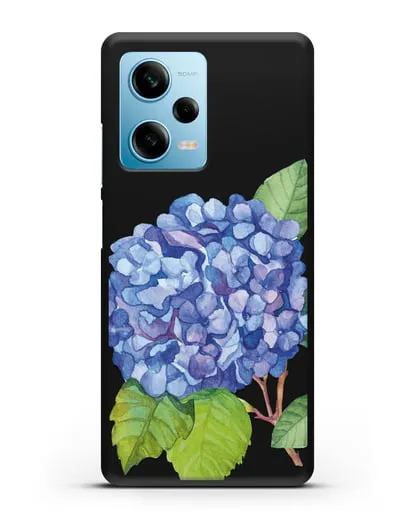 Чехол Гортензия голубая силиконовый для Xiaomi Redmi Note 12 5G