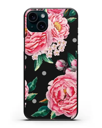 Чехол Пионы махровые силиконовый для iPhone 15 Plus